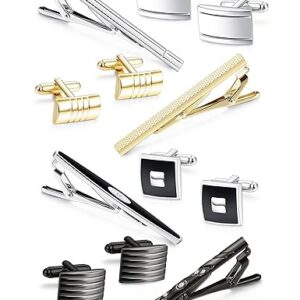 Jstyle Tie Clip and Cufflink Set For Mens Tie Bar Clips Cufflinks Shirt Wedding Business With Gift Box