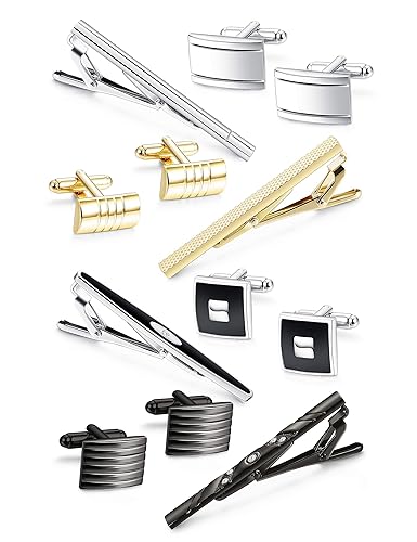 Jstyle Tie Clip and Cufflink Set For Mens Tie Bar Clips Cufflinks Shirt Wedding Business With Gift Box