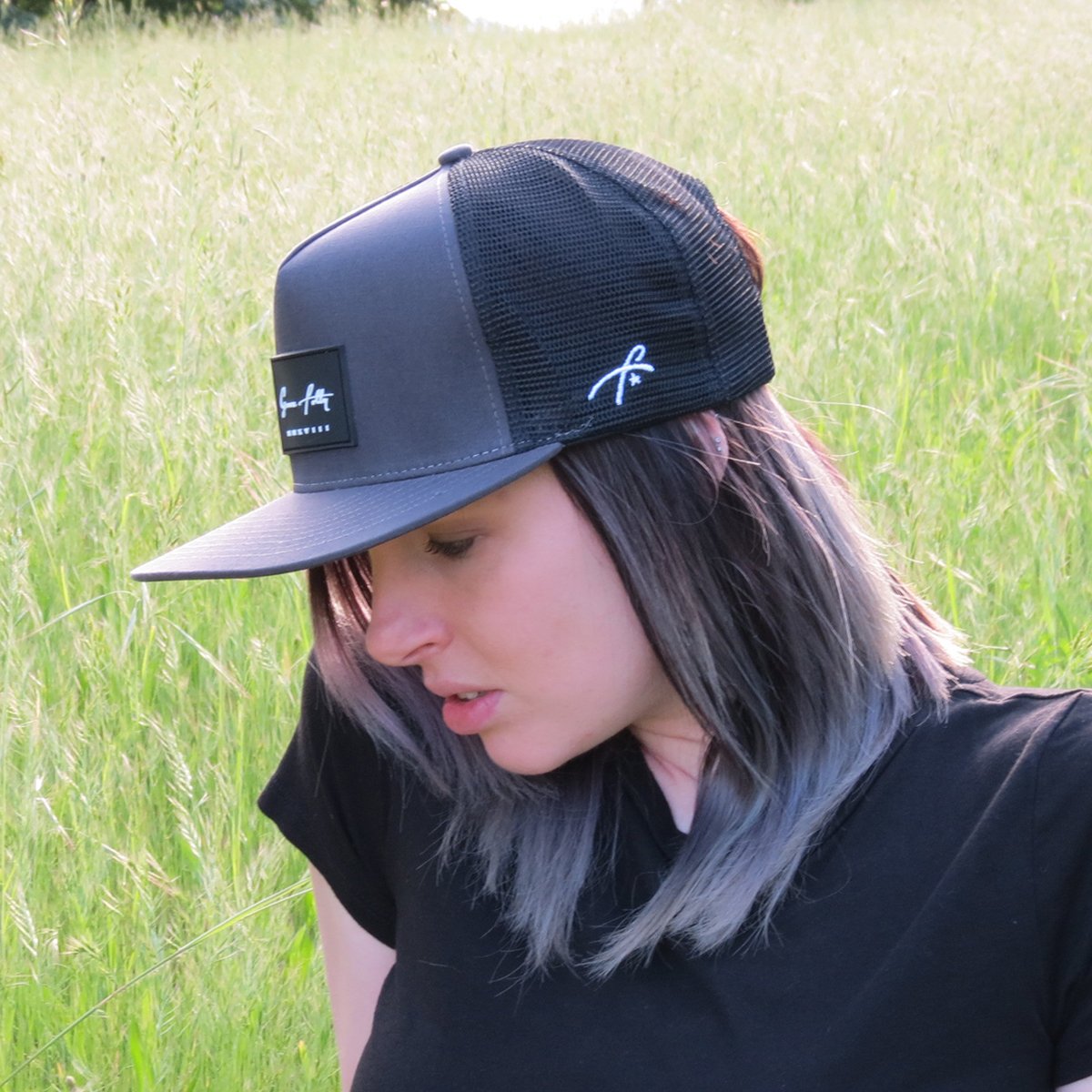 Grace Folly Trucker Hat for Men & Women. Snapback Mesh Caps Charcoal Gray