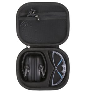 aproca hard storage carrying travel case, for howard leight impact sport od electric earmuff and genesis sharp-shooter safety eyewear glasses(black)