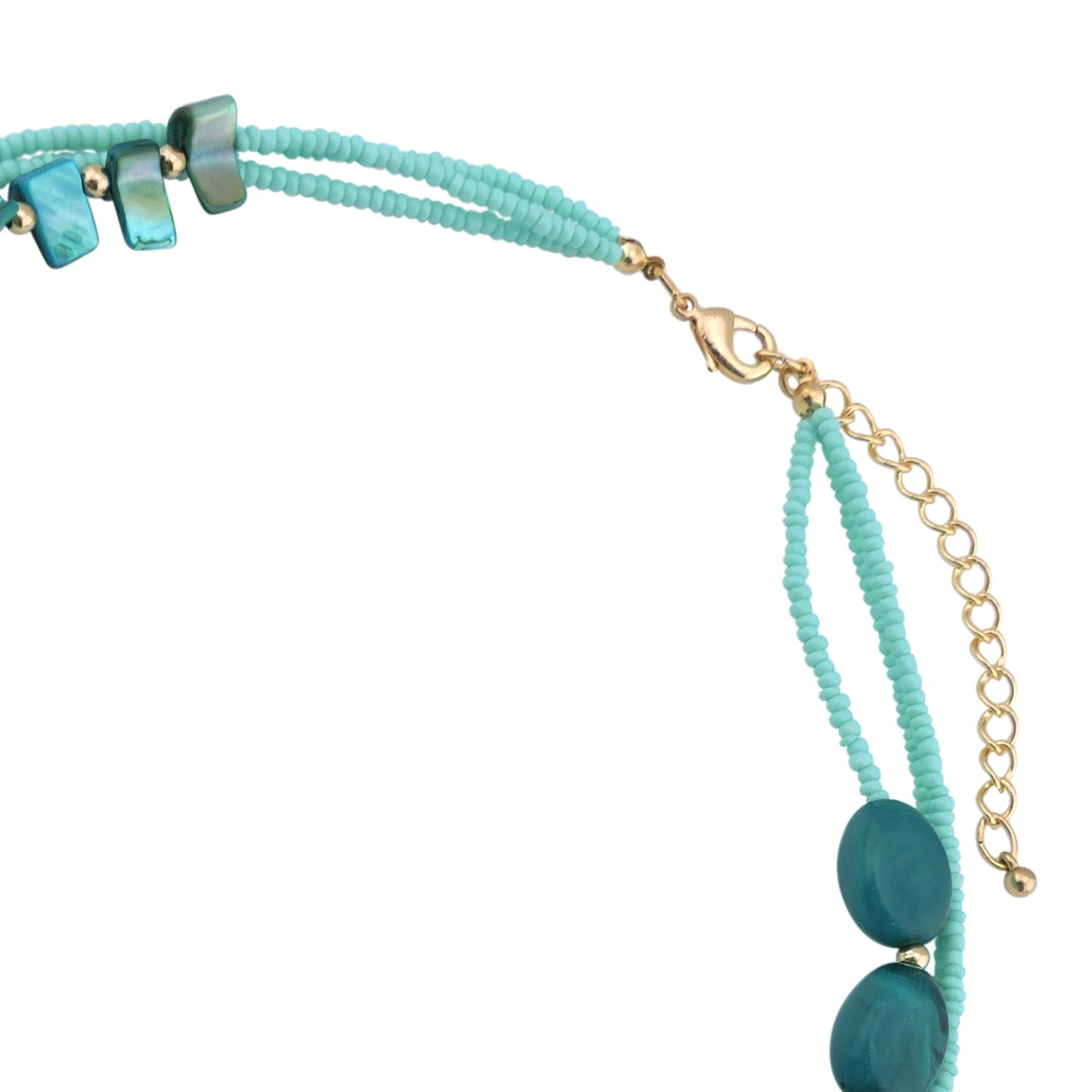 COIRIS Multi Layer Shell Beaded Statement Necklace for Women Jewelry (N0001-Teal)