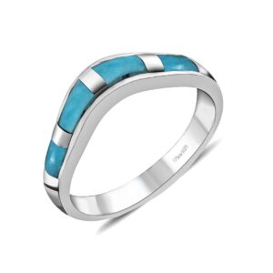 Shop LC Santa Fe Style Turquoise Ring for Women 925 Sterling Silver Band Boho Western Jewelry Gifts for Women Promise Rings Size 8 Birthday Gifts