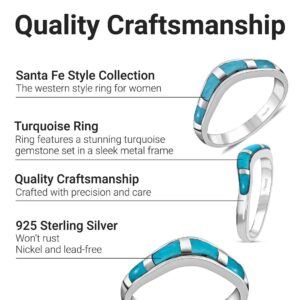 Shop LC Santa Fe Style Turquoise Ring for Women 925 Sterling Silver Band Boho Western Jewelry Gifts for Women Promise Rings Size 8 Birthday Gifts