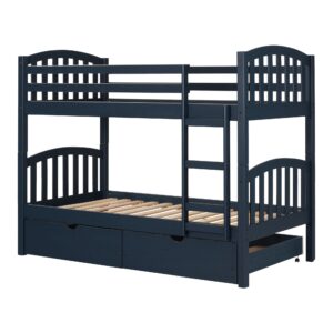 South Shore Ulysses Solid Wood Bunk Beds, Navy Blue