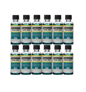 listerine cool mint antiseptic mouthwash for bad breath, travel size 3.2 oz - pack of 12