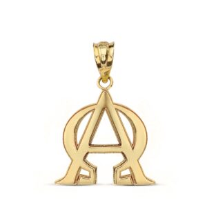 Religious Jewelry Solid 10k Yellow Gold Alpha and Omega Christian Symbols Charm Pendant