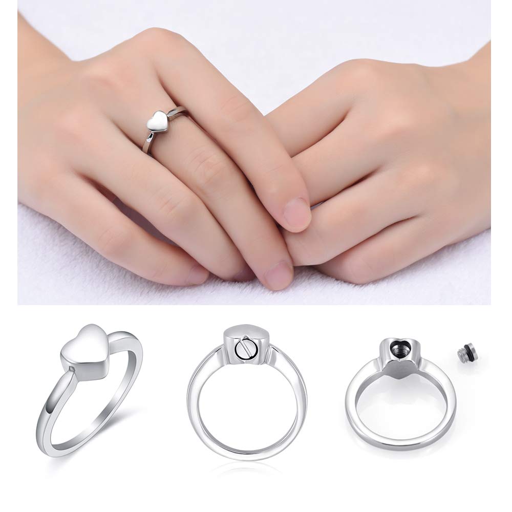 Oinsi Urn Rings for Ashes, Heart Cross Infinity Shape Cremation Rings for Ashes for Women Men Finger Ashes Ring Memorial Jewelry for Loved Ones with Filling Kits