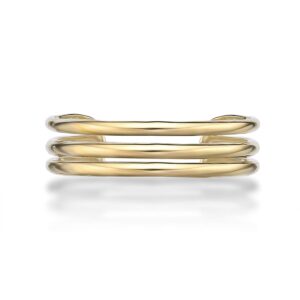 Lavari Jewelers Triple Row Adjustable Band Open Toe Ring for Women I 10k Yellow Gold Toe Ring for Her I One Size Fits Most Toes I 5.7 mm Wide Body Jewelry