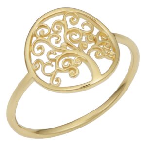 Kooljewelry 14k Yellow Gold Tree of Life Ring (size 8)