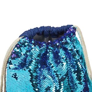 Juvale Mermaid Sequin Drawstring Backpack for Women, Reversible (12 x 16 In)