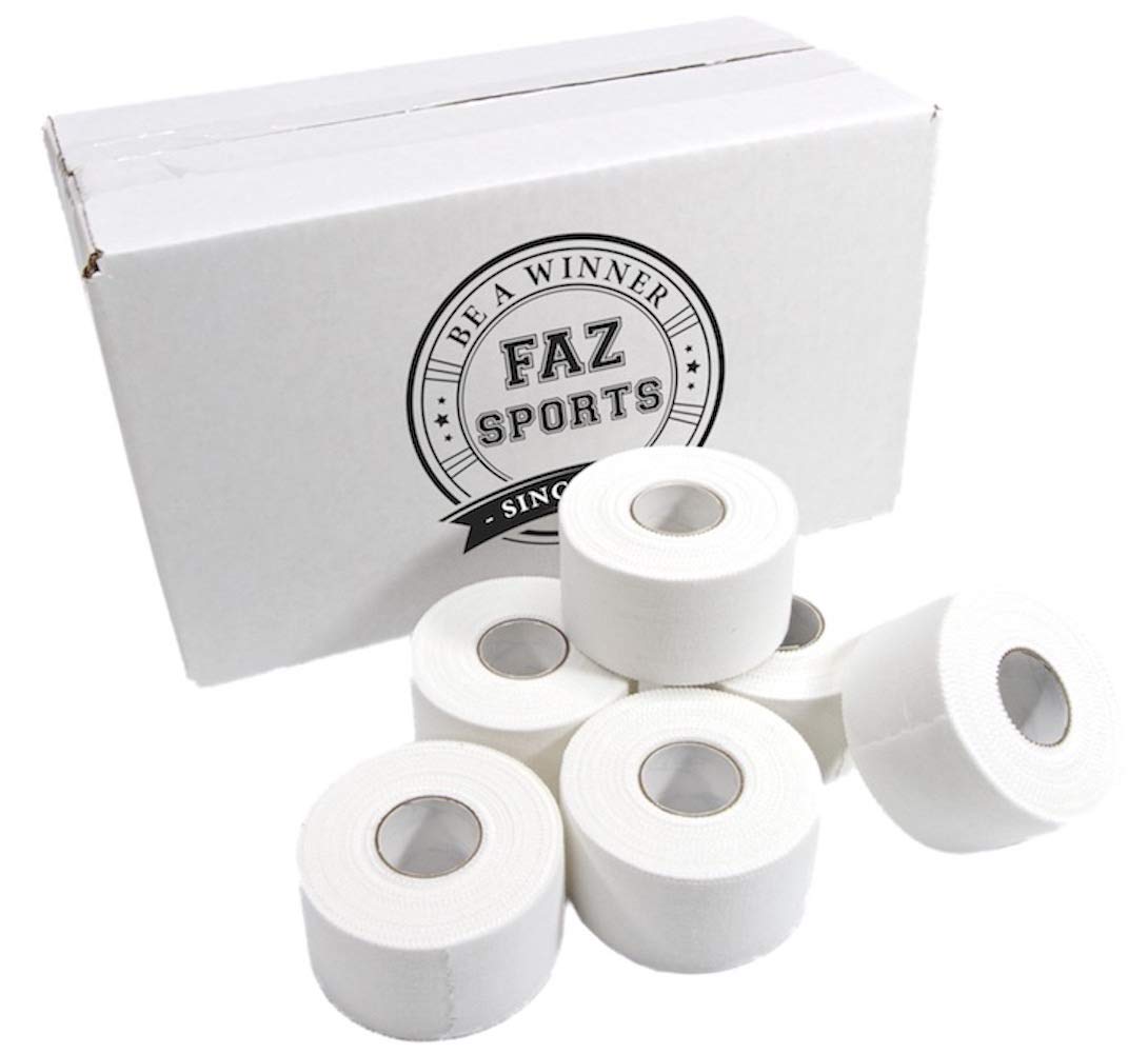 FAZ Sports White Athletic Tape -Trainer & Therapist Choice Premium 1.5" x 30' 32 Rolls per Case. Made in USA