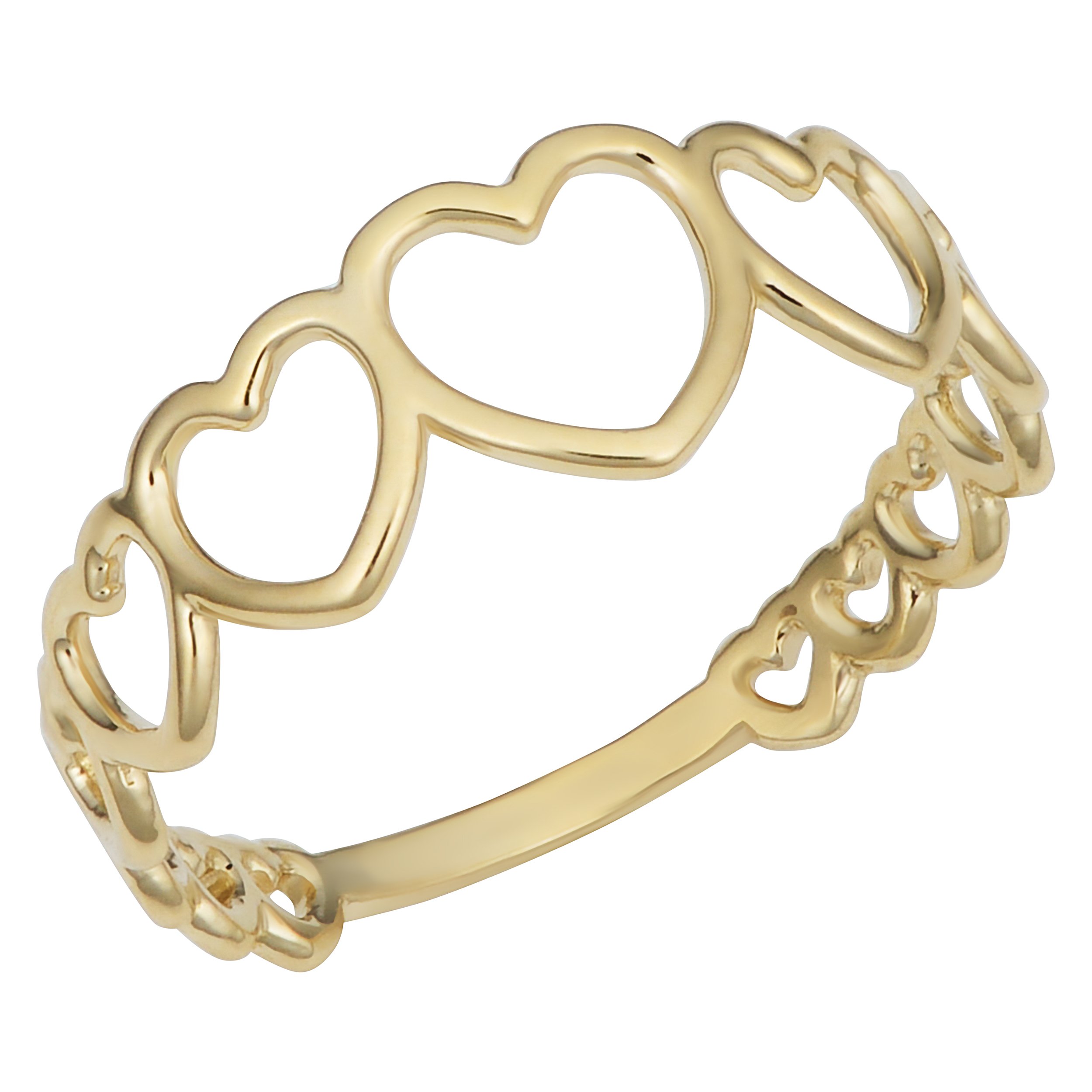 Kooljewelry 14k Yellow Gold Graduated Hearts Ring (size 7)