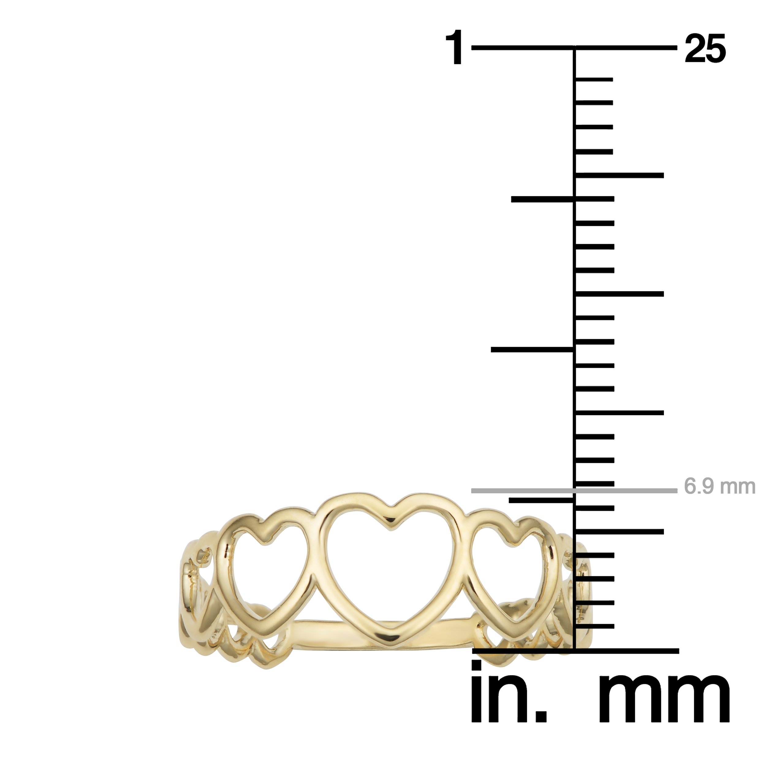 Kooljewelry 14k Yellow Gold Graduated Hearts Ring (size 7)