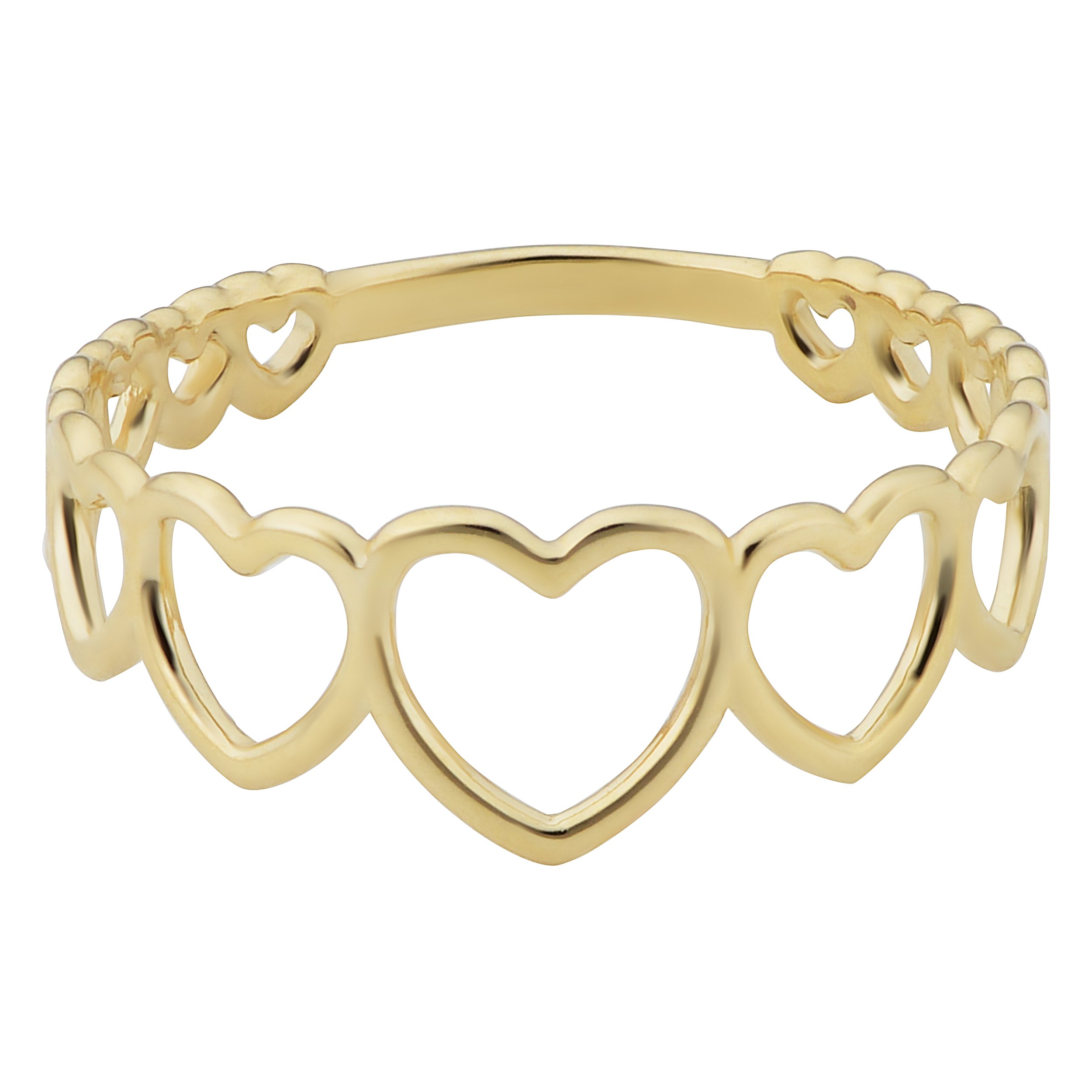 Kooljewelry 14k Yellow Gold Graduated Hearts Ring (size 7)