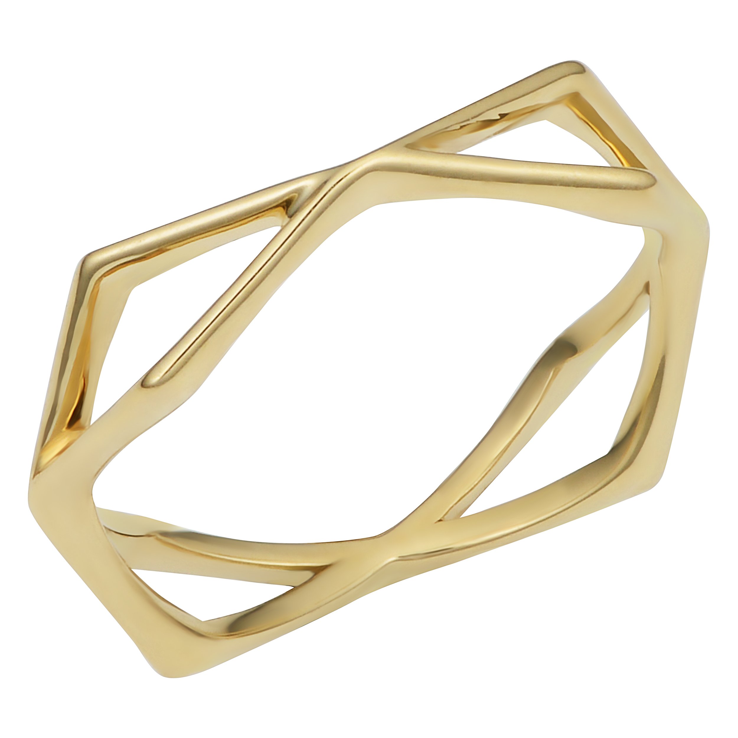 Kooljewelry 14k Yellow Gold Geometric Ring (size 8)