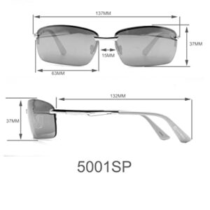 SOUTHPOLE 5001SP Frameless Sports Wrap Metal Rectangular UV400 Protection-Cool Sunglasses for Men, 63 mm, Gunmetal & Blue