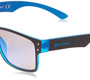 SOUTHPOLE 5003SP Classic Mirrored Rectangular UV400 Protection-Cool Sunglasses for Men, 55 mm, Black & Blue