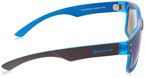 SOUTHPOLE 5003SP Classic Mirrored Rectangular UV400 Protection-Cool Sunglasses for Men, 55 mm, Black & Blue