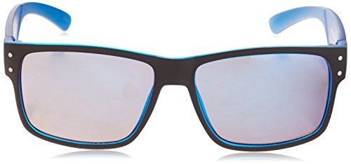 SOUTHPOLE 5003SP Classic Mirrored Rectangular UV400 Protection-Cool Sunglasses for Men, 55 mm, Black & Blue