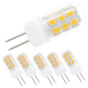 xrzt 120v g4 led bulb dimmable 30-35w halogen bulb equivalent, warm white 3000k 3w g4 bi-pin base led bulb, 5-pack