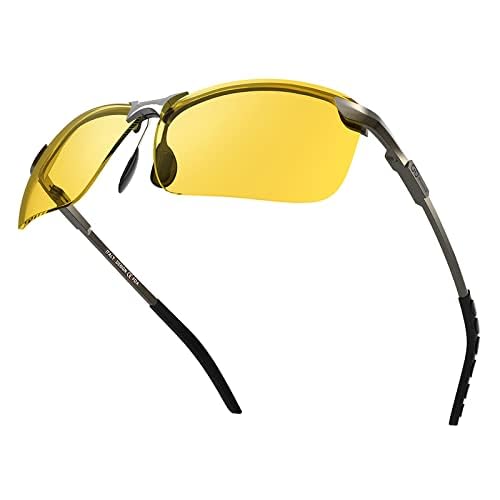 B BLOOMOAK Night Driving Glasses, Polarized Sports Night Vision Glasses - Anti glare, UV 400 Protection, Ultra Light(Yellow)