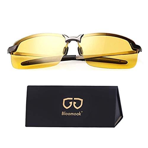 B BLOOMOAK Night Driving Glasses, Polarized Sports Night Vision Glasses - Anti glare, UV 400 Protection, Ultra Light(Yellow)