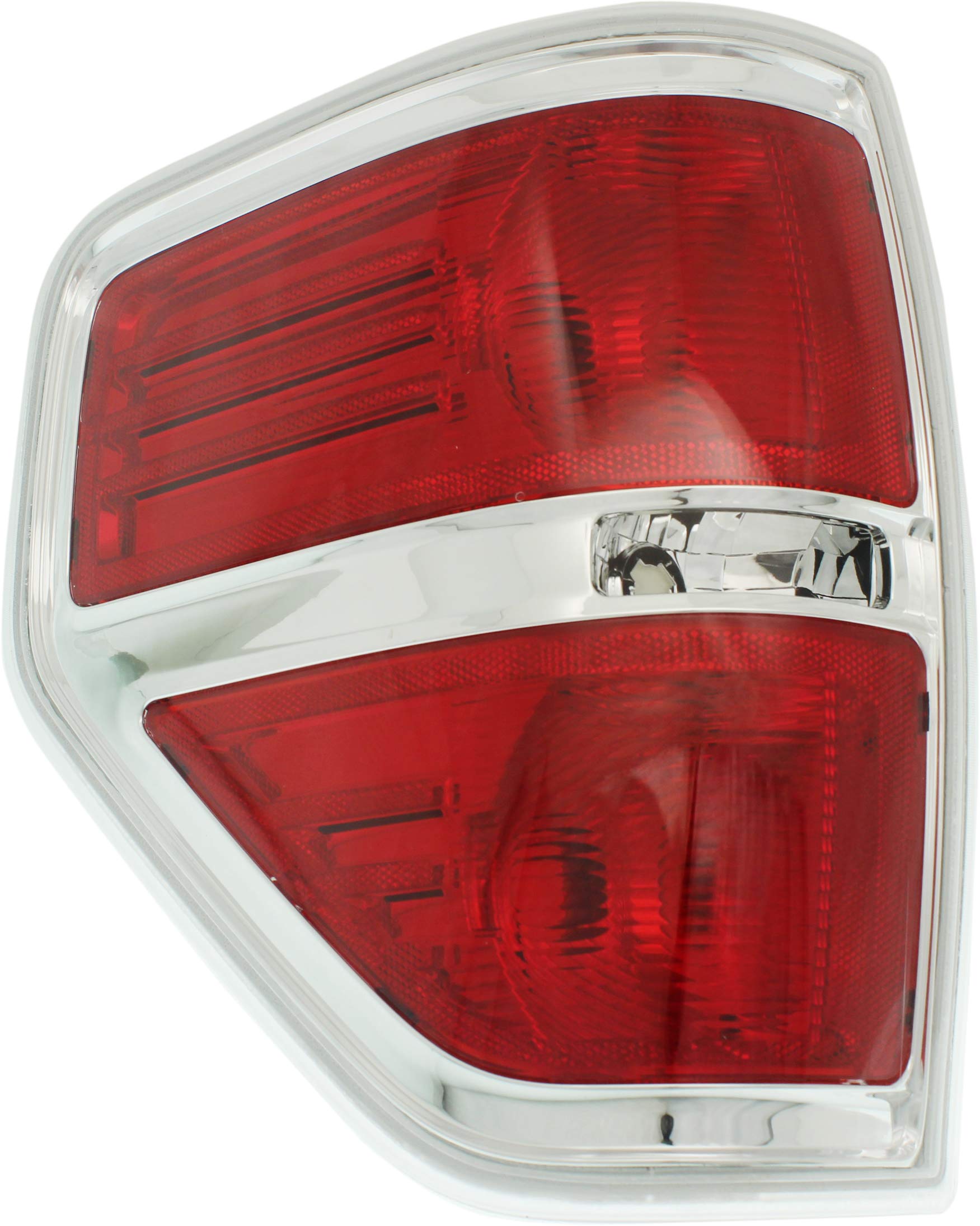 Garage-Pro Tail Light Lamp Compatible with 2009-2014 Ford F-150 Styleside Red Lens Driver Side With Chrome Bezel Trim Design