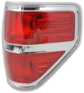 garage-pro nhtsa/dot compliant tail light compatible with 2009-2014 ford f-150 passenger side styleside chrome housing - fo2819143, bl3z13404b