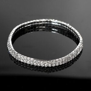 Kucheed 2PCS Twinkle Diamond Anklet Elastic Bling Shining Foot Jewelry Bracelet Bridal Summer Jewelry