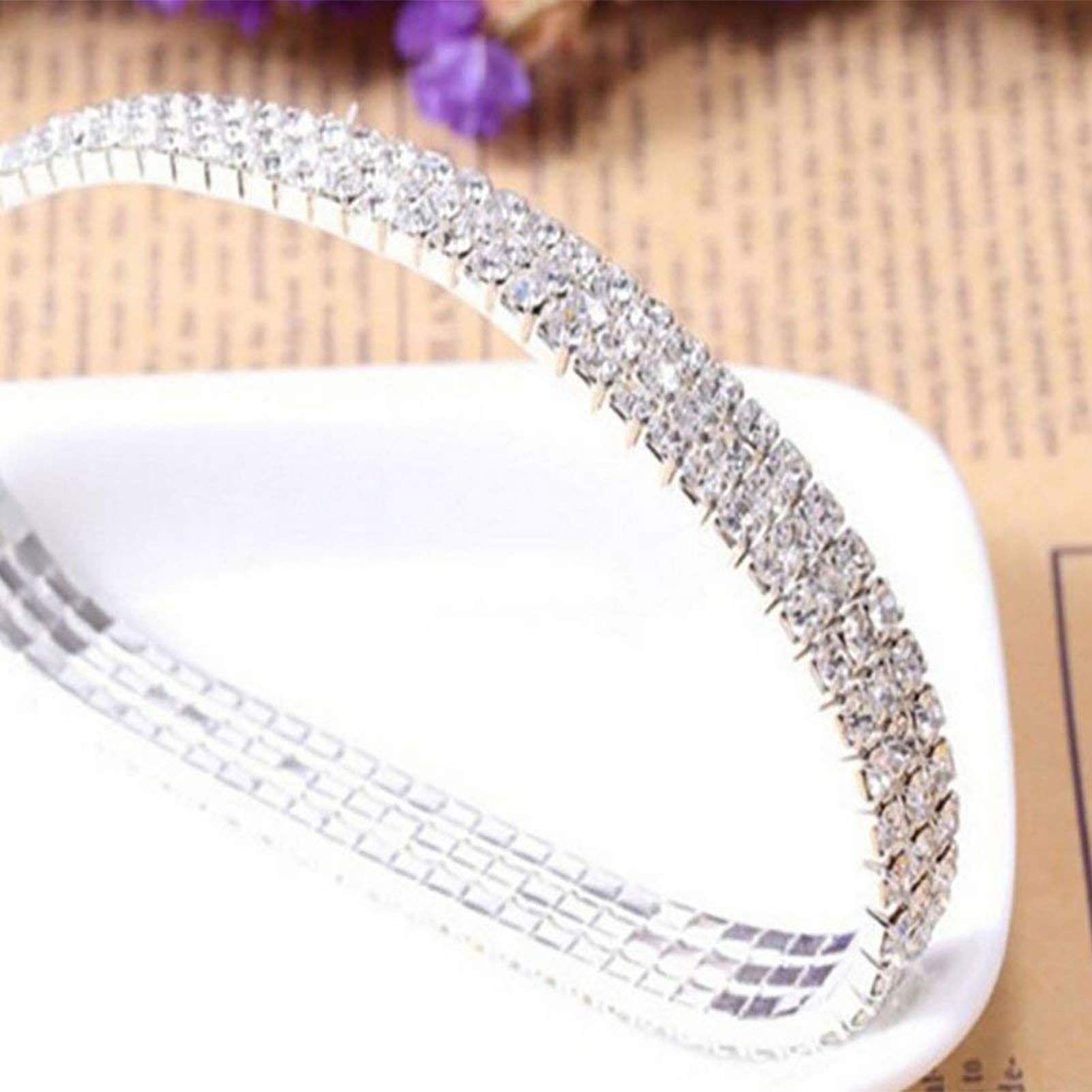 Kucheed 2PCS Twinkle Diamond Anklet Elastic Bling Shining Foot Jewelry Bracelet Bridal Summer Jewelry