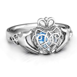 sterling silver caged hearts celtic claddagh ring by jewlr