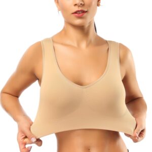 bestena sports bras for women, seamless comfortable yoga bra with removable pads, medium