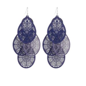 Grace Jun Bridal Vingtage 4 Teardrop Shape Pierced Dangle Earrings Large Statement Earrings (Blue)