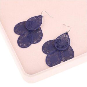 Grace Jun Bridal Vingtage 4 Teardrop Shape Pierced Dangle Earrings Large Statement Earrings (Blue)