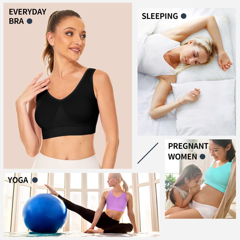 BESTENA Comfort Bra, 2 Pack Seamless Removable Pads Sleep Bras, Yoga Bra, Sports Bras for Women