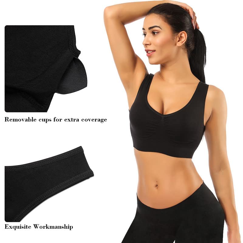 BESTENA Comfort Bra, 2 Pack Seamless Removable Pads Sleep Bras, Yoga Bra, Sports Bras for Women