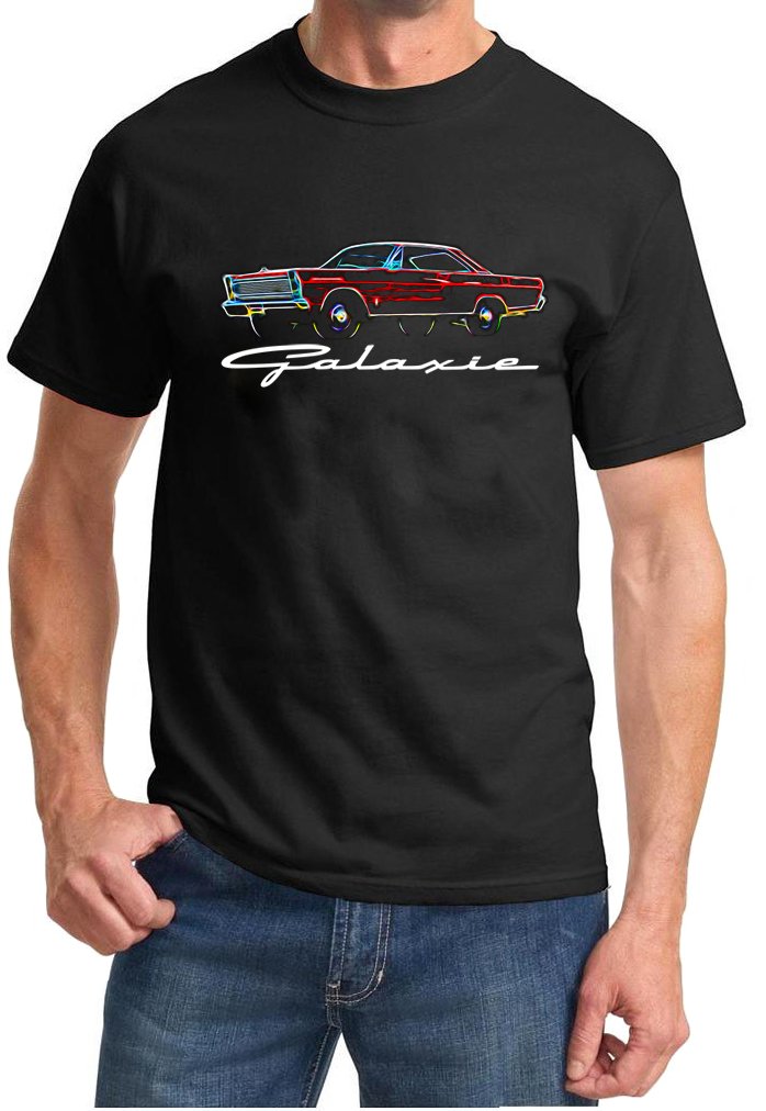 1965 1966 Ford Galaxie Hardtop Neon Lights Design Tshirt 2XL Black