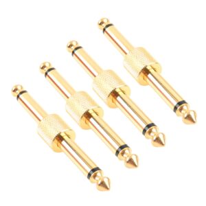 Devinal Professional Guitar Pedal Coupler, 1/4 inch TS Guitar Effects Pedal to Pedal Connector Straight Type, Gold Planted (4 Pack)