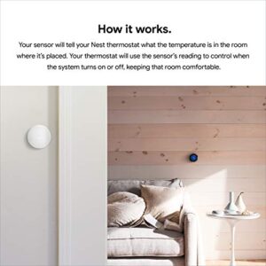 Google Nest Temperature Sensor- That Works with Nest Learning Thermostat and Nest Thermostat E - Smart Home, White