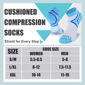 NEWZILL Low Cut Compression Socks - Unisex Running Socks with Embedded Frequency Technology for Heel, Ankle & Arch Support (Large, Green/Orange)