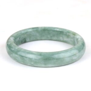 Auspicious Cloud Natural Calcite Jade Bangle Bracelet For Womens Green Color (Medium Size(60-61))