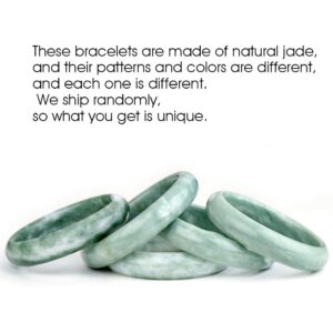 Auspicious Cloud Natural Calcite Jade Bangle Bracelet For Womens Green Color (Medium Size(60-61))