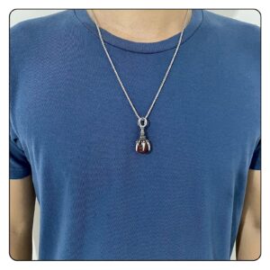 Fusamk Punk Rock Titanium Steel Dragon Claw Crystal Ball Pendant Necklace(Claw_Red_Ball)