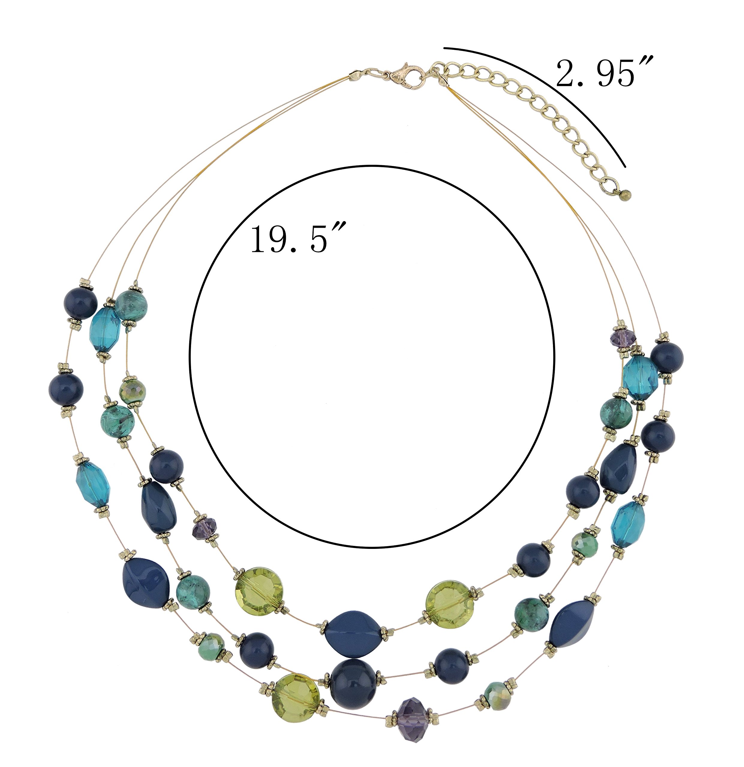 Coiris 3 Layers Illusion Wire Beaded Statement 19.5" Necklace for Women (N0005)