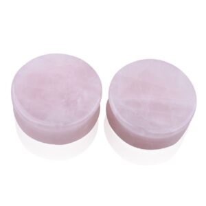 NewZenro 2Pairs Rose Quartz Aventurine Natural Organic Stone Ear Plugs Gauges Tunnel Expanders Stretcher Double Flared Amazonite Flesh Piercings Body Jewelry Set (00g(10mm))