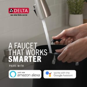 Delta Faucet Pivotal Touch Kitchen Faucet Brushed Nickel, Kitchen Faucets with Pull Down Sprayer, Kitchen Sink Faucet, Touch Faucet for Kitchen Sink, Touch2O Technology, Arctic Stainless 9193T-AR-DST