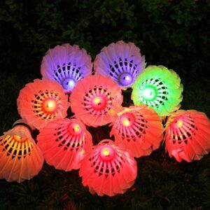 Inngree LED Badminton, [10 Pack] Colourful Shuttlecock Dark Night Goose Feather Glow Birdies Lighting Outdoor Indoor Sport Activities(10PCS)