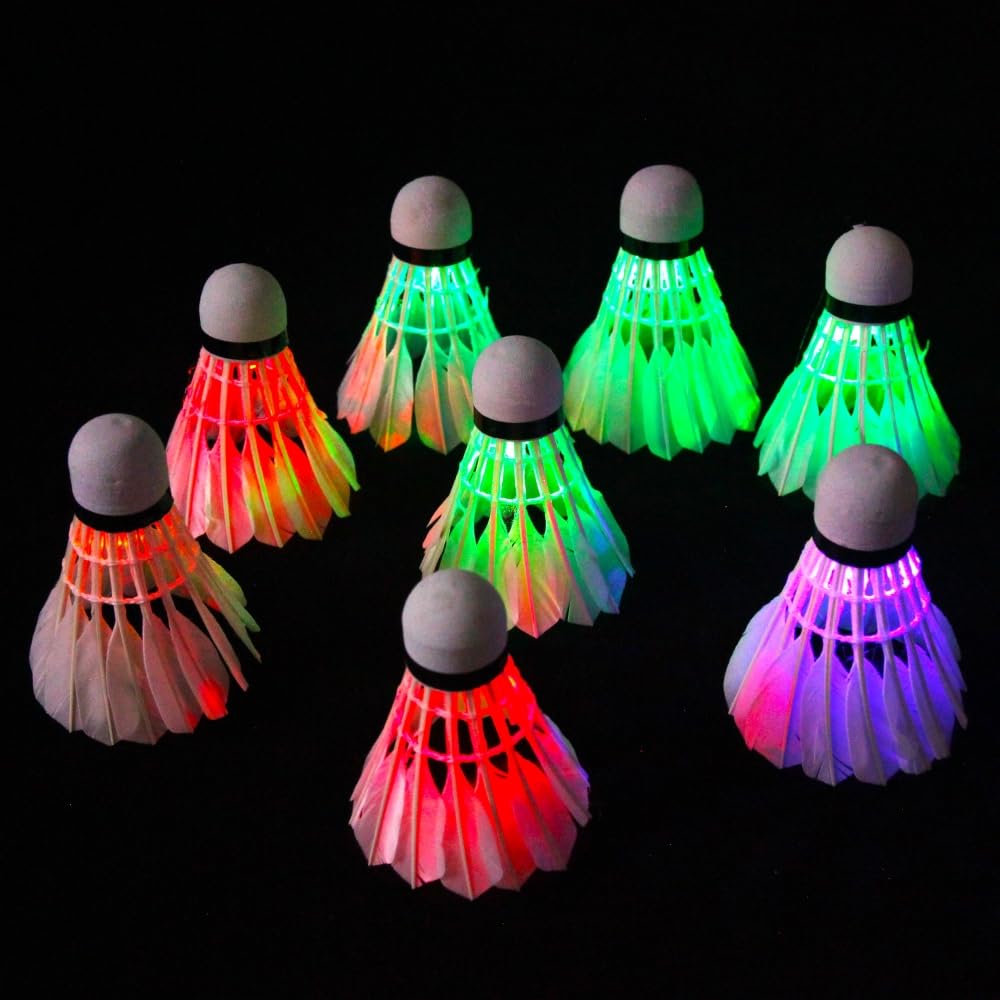 Inngree LED Badminton, [10 Pack] Colourful Shuttlecock Dark Night Goose Feather Glow Birdies Lighting Outdoor Indoor Sport Activities(10PCS)