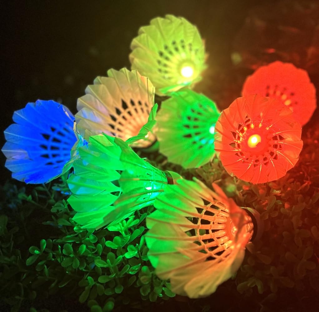 Inngree LED Badminton, [10 Pack] Colourful Shuttlecock Dark Night Goose Feather Glow Birdies Lighting Outdoor Indoor Sport Activities(10PCS)