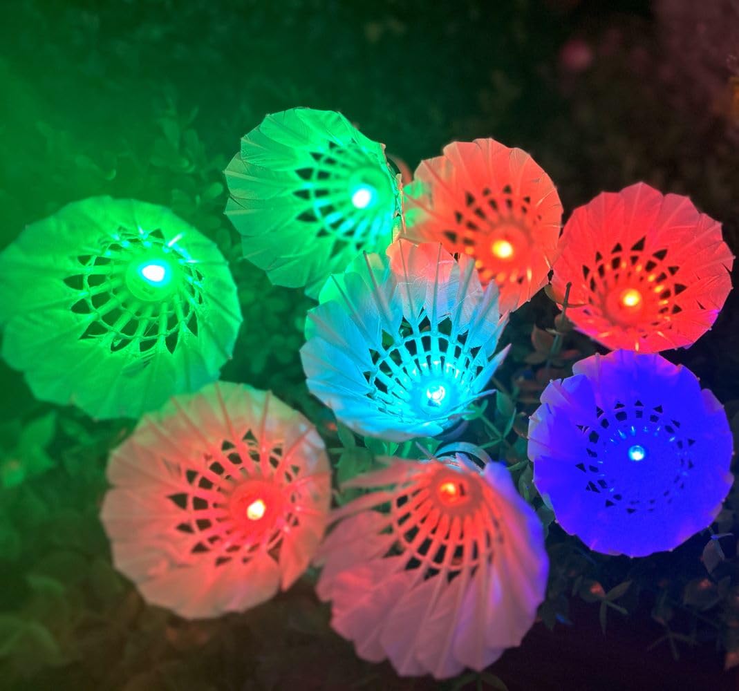 Inngree LED Badminton, [10 Pack] Colourful Shuttlecock Dark Night Goose Feather Glow Birdies Lighting Outdoor Indoor Sport Activities(10PCS)